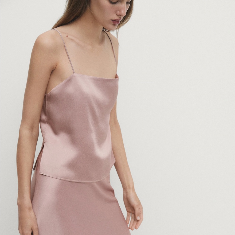 NWT Massimo Dutti Pink Strappy Satin Top Size Medium‎ - Picture 13 of 13